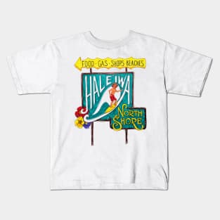 Haleiwa North Shore Sign Man Drawing Kids T-Shirt